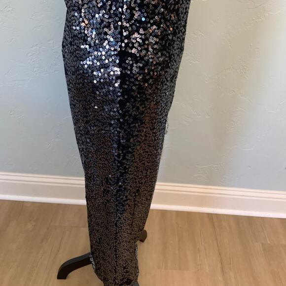 New Chaser sequin skirt midi stretch black side slit ruched Swiftie party goth - Picture 9 of 16